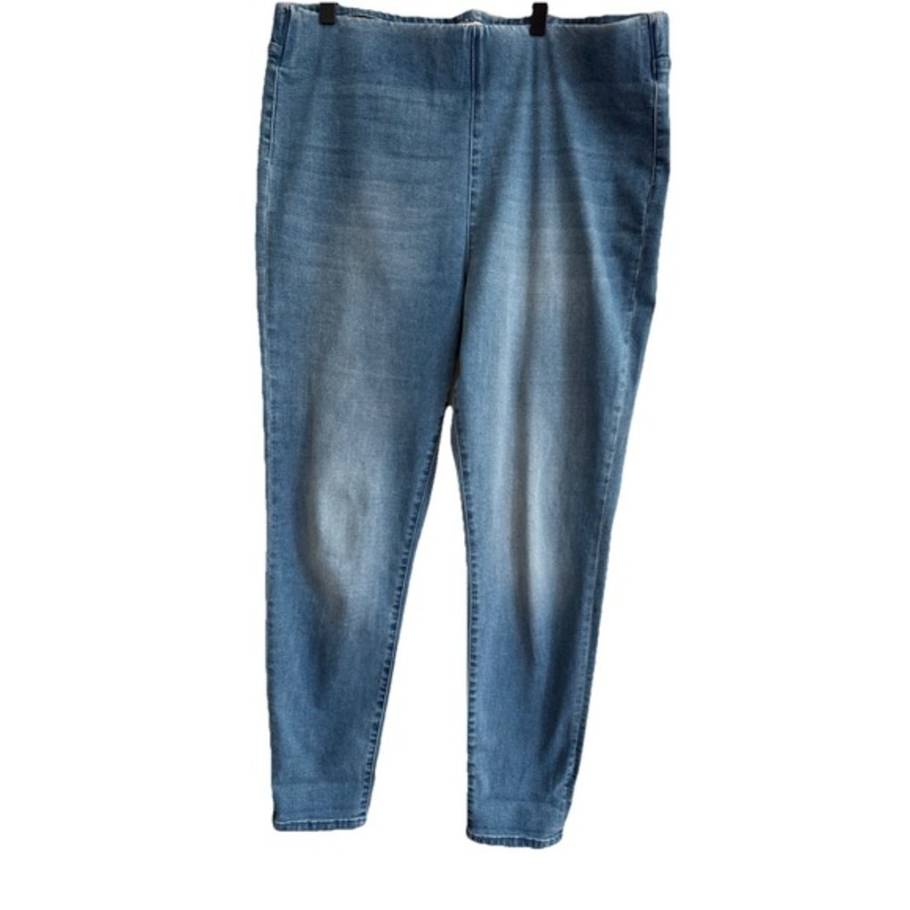 Soft Surroundings Jeans Womens Large Blue Pull On Skinny Stretch Denim Pants‎